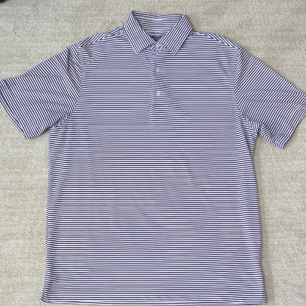 Classic Navy and White Striped Polo Shirt